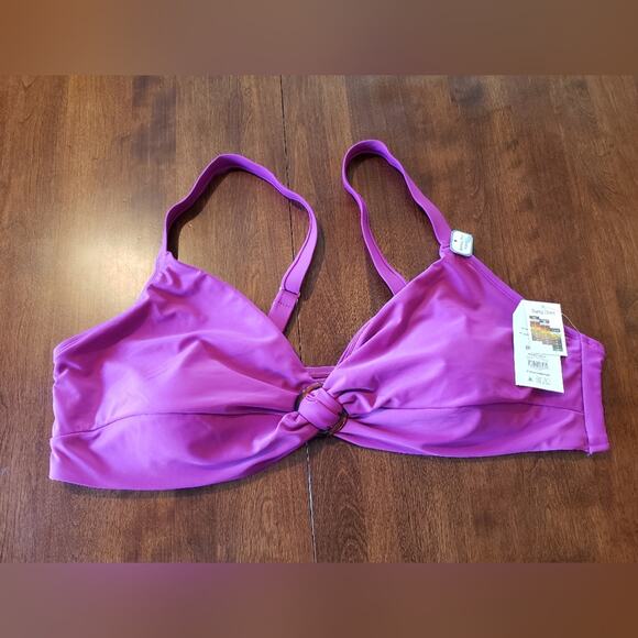 Time and Tru NWT swim suit magenta and floral removable pads mid rise bikini 3X - Picture 2 of 14